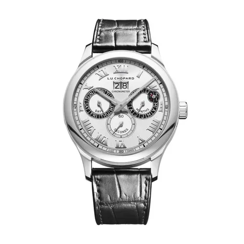 Montre L.U.C PERPETUAL TWIN Bracelet alligator noir, Boucle ardillon, Cadran argenté - CHOPARD