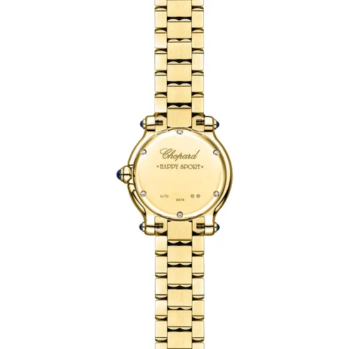 Montre HAPPY SPORT The First lunette sertie diamants Quartz, Bracelet "galet" acier, Cadran argenté grainé chiffres romains - CHOPARD