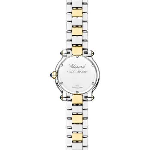 Montre HAPPY SPORT The First Quartz, Bracelet "galet" acier et or jaune, Cadran argenté grainé chiffres romains - CHOPARD