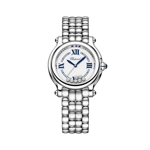 Montre HAPPY SPORT The First Quartz, Bracelet "galet" acier, Cadran argenté grainé chiffres romains - CHOPARD