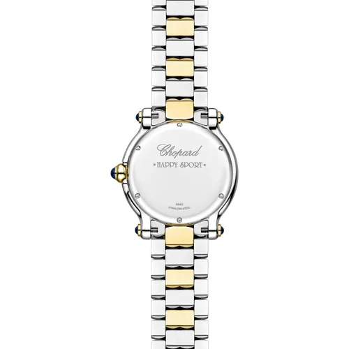 Montre HAPPY SPORT The First Quartz, Bracelet "galet" acier et or jaune, Cadran argenté grainé chiffres romains - CHOPARD