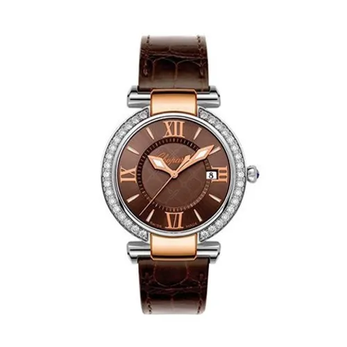Montre IMPERIALE 36mm Quartz Lunette sertie Bracelet alligator brun vernis, Boucle ardillon acier, Cadran brun - CHOPARD