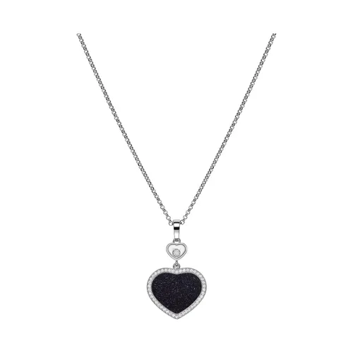 Pendentif Chopard Happy Hearts en or blanc, aventurine et diamants - CHOPARD