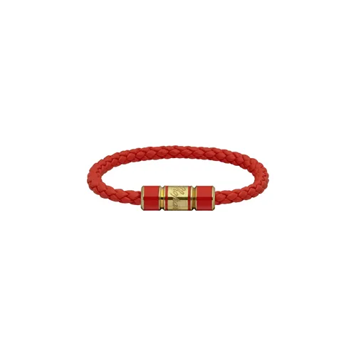 Bracelet Chopard Signature Métal Doré Antique sur Cuir Orange - CHOPARD