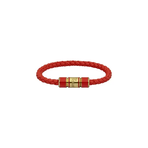 Bracelet Chopard Signature Métal Doré vieilli sur Cuir Orange - CHOPARD