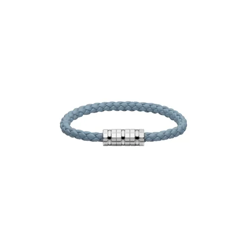 Bracelet Chopard Ice Cube Métal Argenté sur Cuir Bleu - CHOPARD