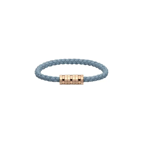 Bracelet Chopard Ice Cube Métal Doré Rose sur Cuir Bleu - CHOPARD