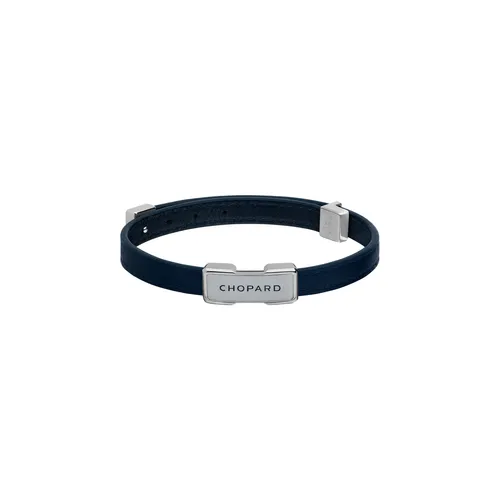 Bracelet Chopard Heritage Métal argenté, Cuir veau bleu marine - CHOPARD