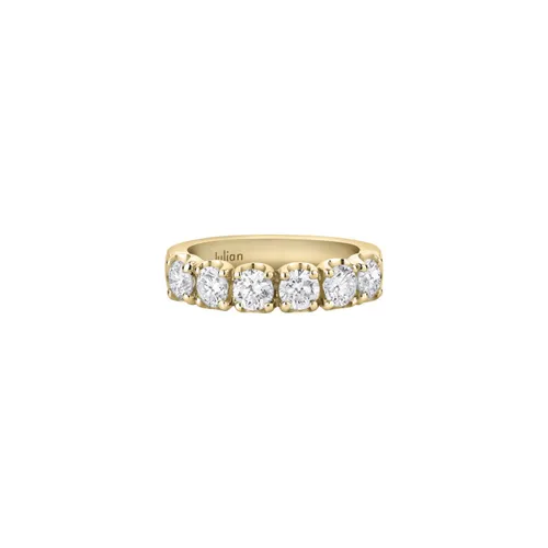 Demi alliance taille brillant en or jaune et diamants blancs - CREATIONS JULIAN