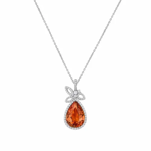 Boucles d'oreilles en or blanc et or rose, grenats spessartites et diamants blancs - CREATIONS JULIAN