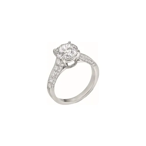Bague Solitaire en or blanc palladié, diamant blanc et diamants blancs - Certificat GIA - CREATIONS JULIAN