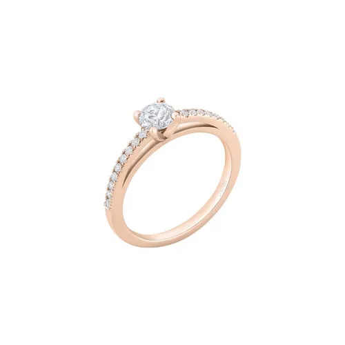 Bague Solitaire en or rose, diamant blanc et diamants blancs- Certificat GIA - CREATIONS JULIAN