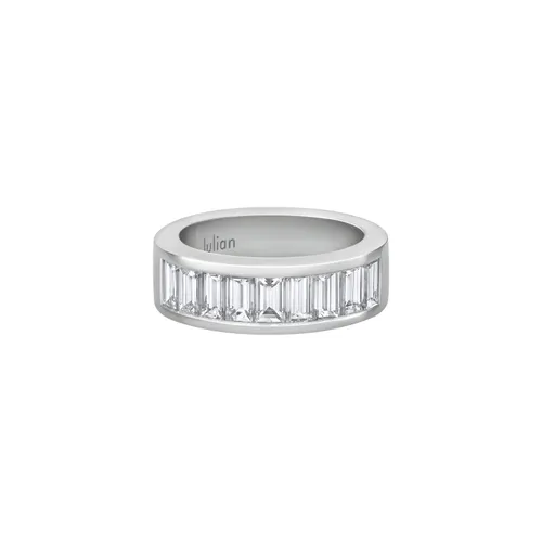 Demi Alliance en or blanc palladié et diamants blancs - CREATIONS JULIAN