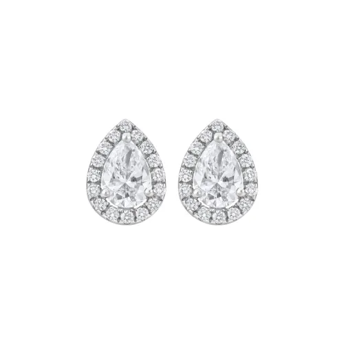 Boucles d'oreilles puces en or blanc, diamants blancs et diamants blancs - CREATIONS JULIAN