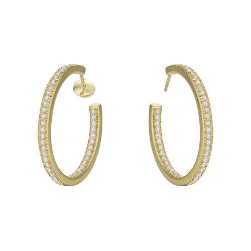 Boucles d&#039;oreilles taille brillant en or jaune et diamants blancs - CREATIONS JULIAN
