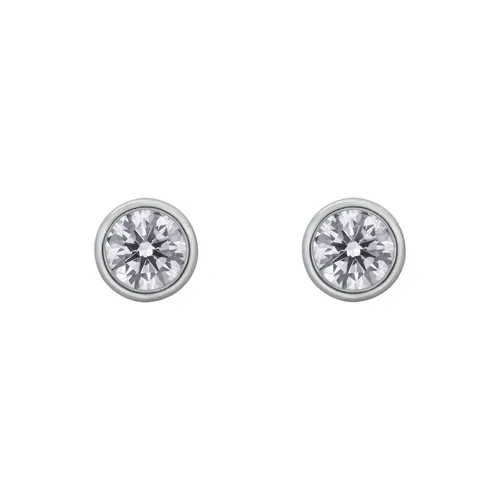 Boucles d'oreilles puces en or blanc, diamants blancs et diamant blanc - Certificat GIA - CREATIONS JULIAN