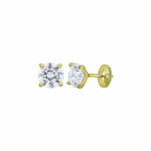 Boucles d'oreilles en or jaune, diamant blanc et diamant blanc - Certificat GIA - CREATIONS JULIAN