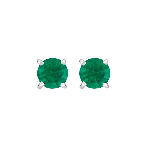 Boucles d'oreilles puces émeraudes en or blanc - CREATIONS JULIAN