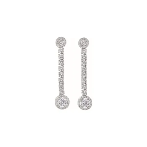 Boucles d'oreilles en or blanc, diamants blancs et diamants blancs - CREATIONS JULIAN