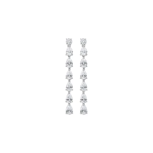 Boucles d'oreilles en or blanc, diamants blancs et diamants blancs - CREATIONS JULIAN