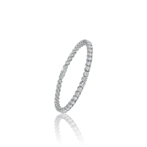 Bracelet ligne de diamants taille brillant en or blanc. T. 17,5 cm - CREATIONS JULIAN