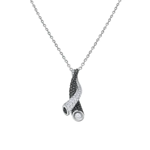 Pendentif Torsade serti diamants blancs et noirs - CREATIONS JULIAN