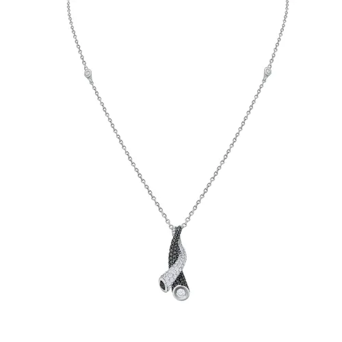 Pendentif Torsade serti diamants blancs et noirs - CREATIONS JULIAN