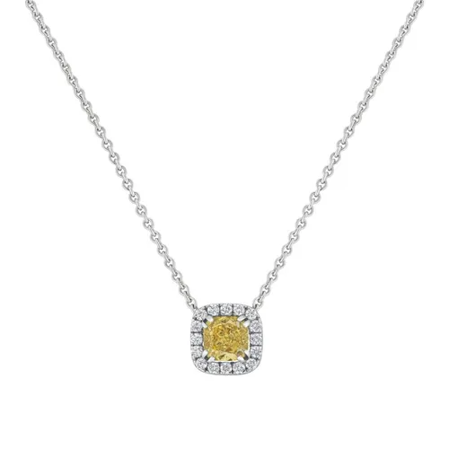 Pendentif en or blanc, diamant fancy yellow et diamants blancs - Certificat GIA - CREATIONS JULIAN