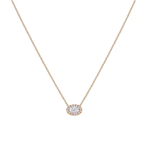 Collier taille ovale en or rose et diamants blancs - CREATIONS JULIAN