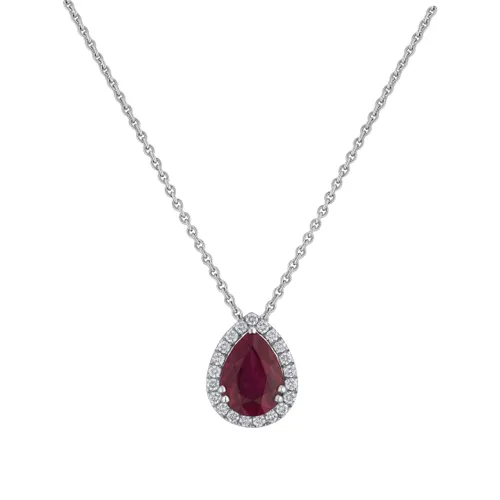 Pendentif Poire Rubis entourée de brillants - CREATIONS JULIAN
