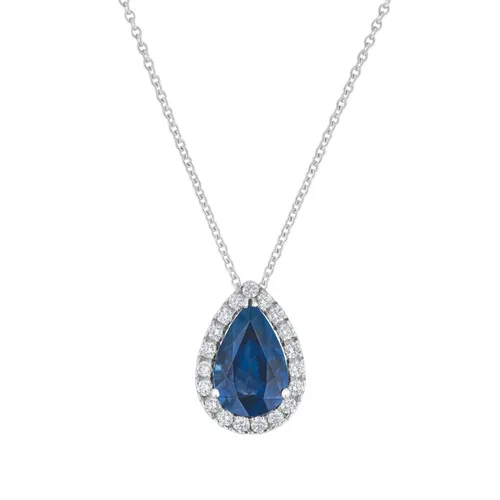 Pendentif en or blanc, saphir et diamants blancs - CREATIONS JULIAN