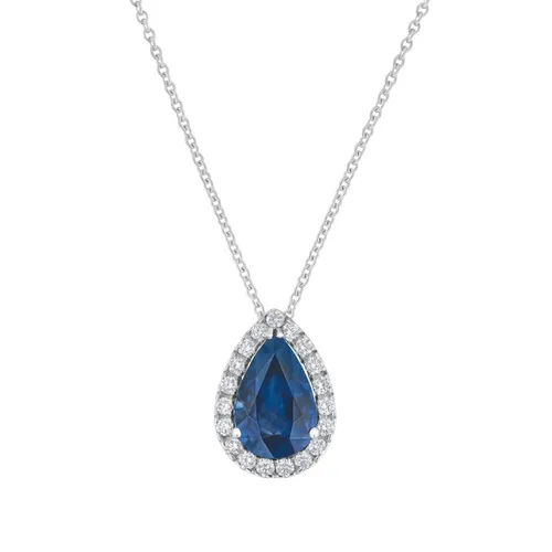 Pendentif en or blanc, saphir et diamants blancs - CREATIONS JULIAN
