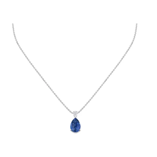 Pendentif en or blanc, saphir et diamant blanc - CREATIONS JULIAN