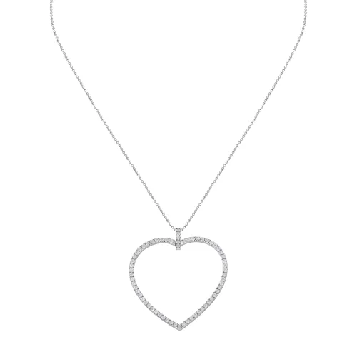 Pendentif cÅ_x0093_ur taille brillant en or blanc et diamants - CREATIONS JULIAN