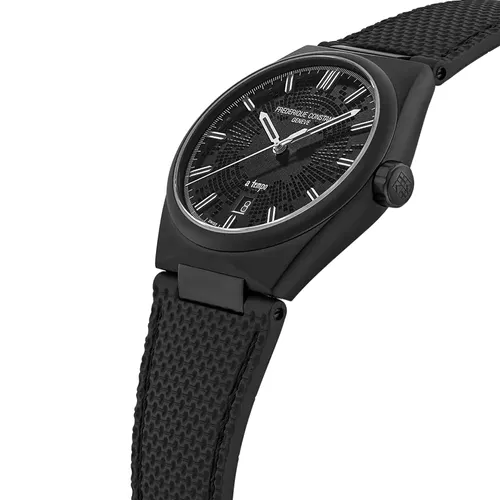 Montre HIGHLIFE Automatic x The Avener n°218/432 Bracelets caoutchouc et nubuck noir, Boucle ardillon, Cadran noir mat onde sonique - FREDERIQUE CONSTANT