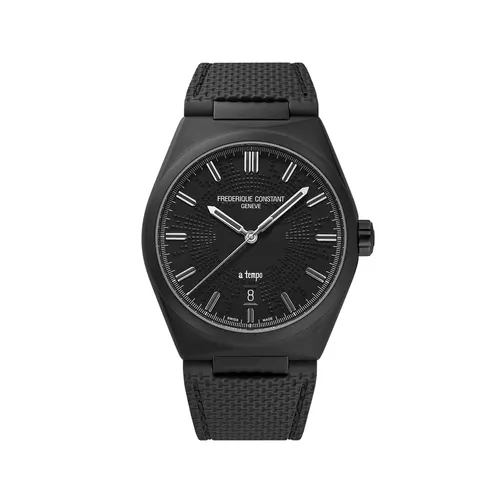 Montre HIGHLIFE Automatic x The Avener n°218/432 Bracelets caoutchouc et nubuck noir, Boucle ardillon, Cadran noir mat onde sonique - FREDERIQUE CONSTANT