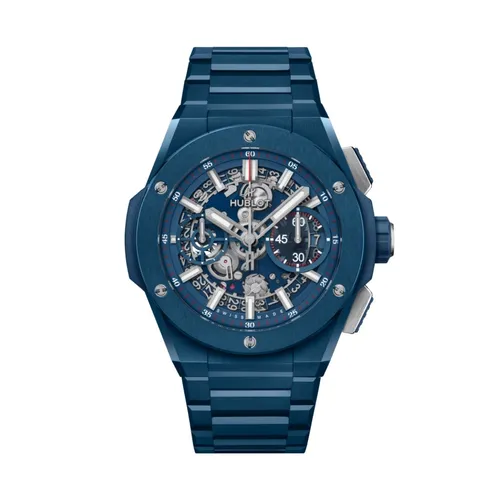 Montre BIG BANG INTEGRATED BLUE CERAMIC Bracelet ceramique bleue, Cadran squeletté bleu mat - HUBLOT