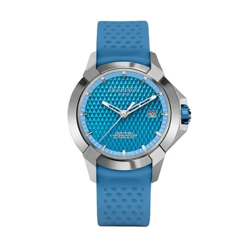 Montre EPIC X SPORT Electric blue, Bracelet caoutchouc nid d'abeille bleu clair, Boucle ardillon en acier, Cadran bleu clair motif diamant - JACOB & CO