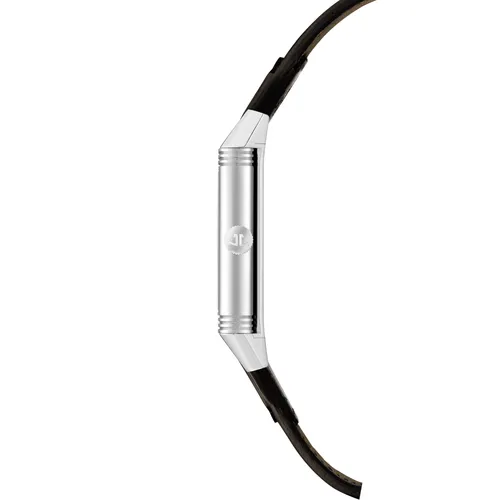 Montre REVERSO CLASSIC Medium Small Second Bracelet veau brun Fagliano, Boucle ardillon, Cadran argenté guilloché et brossé vertical - JAEGER-LECOULTRE