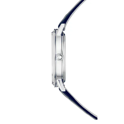 Montre RENDEZ-VOUS Night &amp; Day Medium Bracelet alligator bleu, Boucle déployante, Cadran argenté guilloché - JAEGER-LECOULTRE