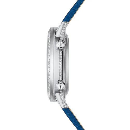 Montre RENDEZ-VOUS Moon Bracelet satin bleu, Boucle déployante or gris, Cadran nacre - JAEGER-LECOULTRE