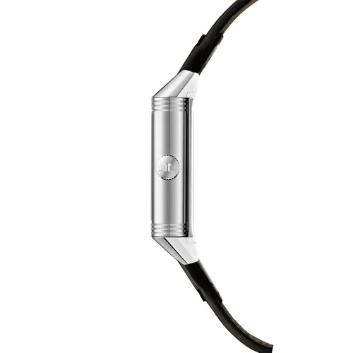 Montre REVERSO CLASSIC Large Duoface Small Seconds Bacelet cuir brun Fagliano, Boucle déployante, Cadrans argenté guilloché brossé vertical et noir guilloché Clous de Paris et velouté - JAEGER-LECOULTRE