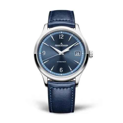 Montre MASTER CONTROL Date Bracelet cuir veau bleu, Boucle déployante, Cadran bleu soleillé brossé - JAEGER-LECOULTRE