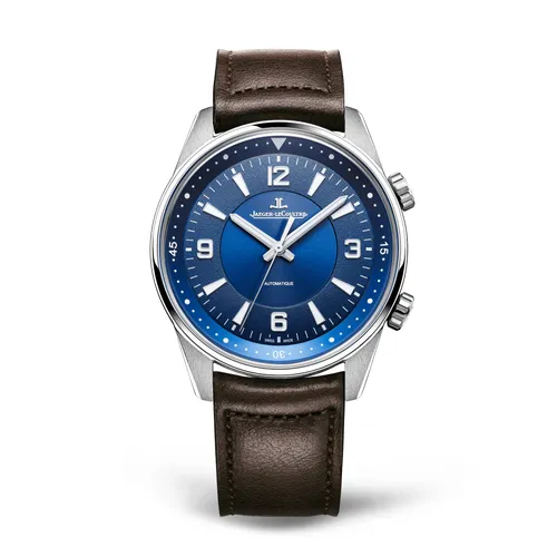 Montre POLARIS Automatic Bracelet veau marron, Boucle déployante, Cadran bleu chiffres blancs - JAEGER-LECOULTRE