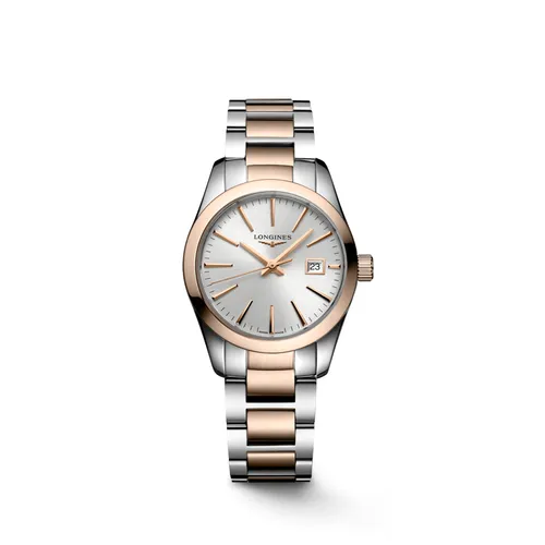 Montre CONQUEST CLASSIC, Bracelet acier et PVD rose, Cadran argenté soleillé - LONGINES