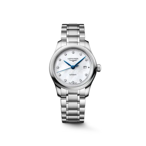 Montre LONGINES MASTER COLLECTION, Bracelet acier, Cadran nacre blanche index diamants - LONGINES