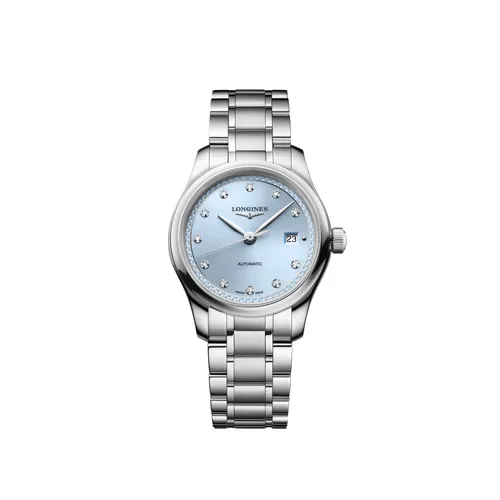 Montre LONGINES MASTER COLLECTION, Bracelet acier, Cadran bleu givré index diamants - LONGINES