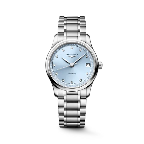 Montre LONGINES MASTER COLLECTION, Bracelet acier, Cadran bleu givré index diamants - LONGINES