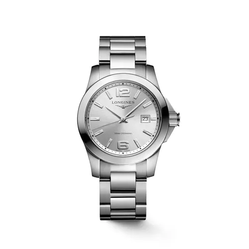 Montre CONQUEST Quartz, Bracelet acier, Cadran argenté soleillé - LONGINES