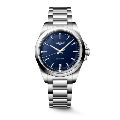 Montre CONQUEST Quartz, Bracelet acier, Cadran bleu sablé - LONGINES